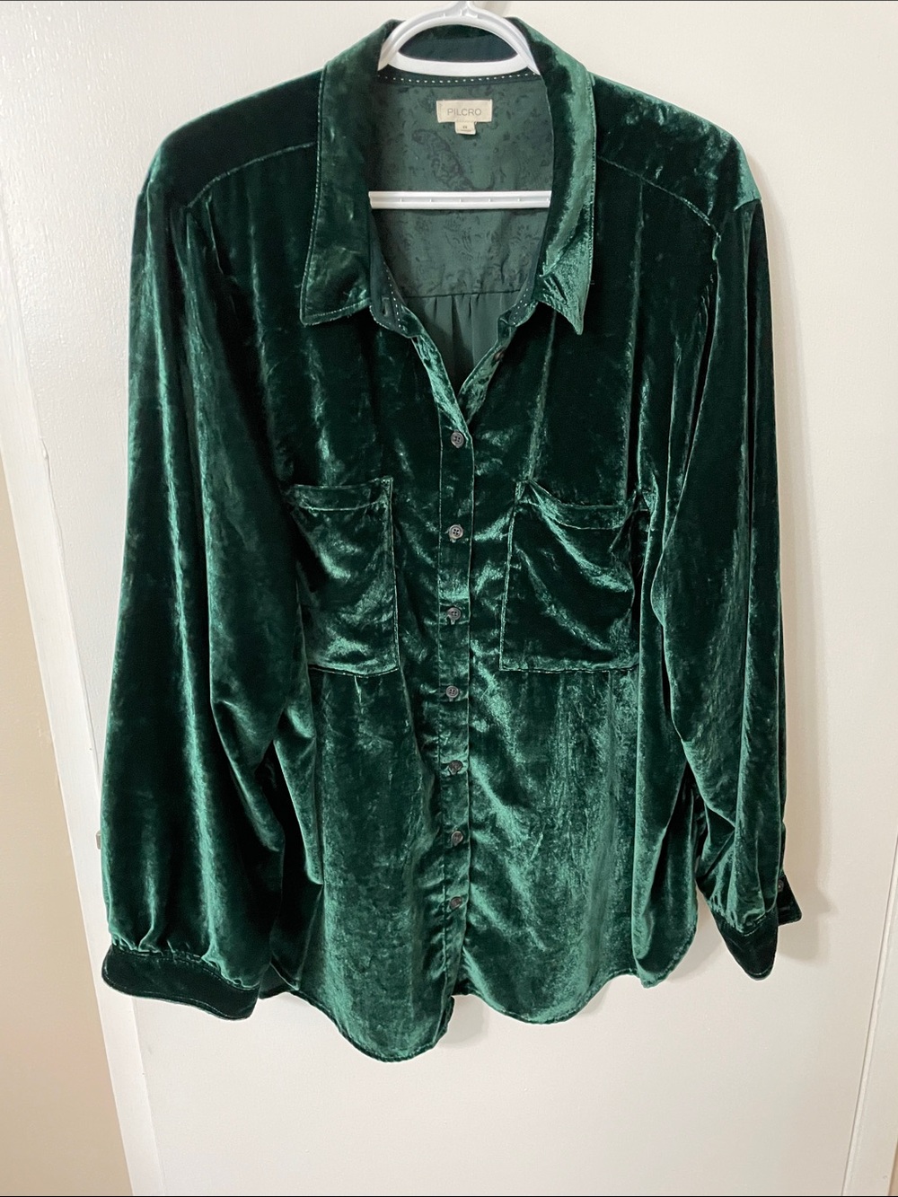 Anthropologie Pilcro Hadley Velvet Edition Emerald Shirt Size 3X - Picture 2 of 6